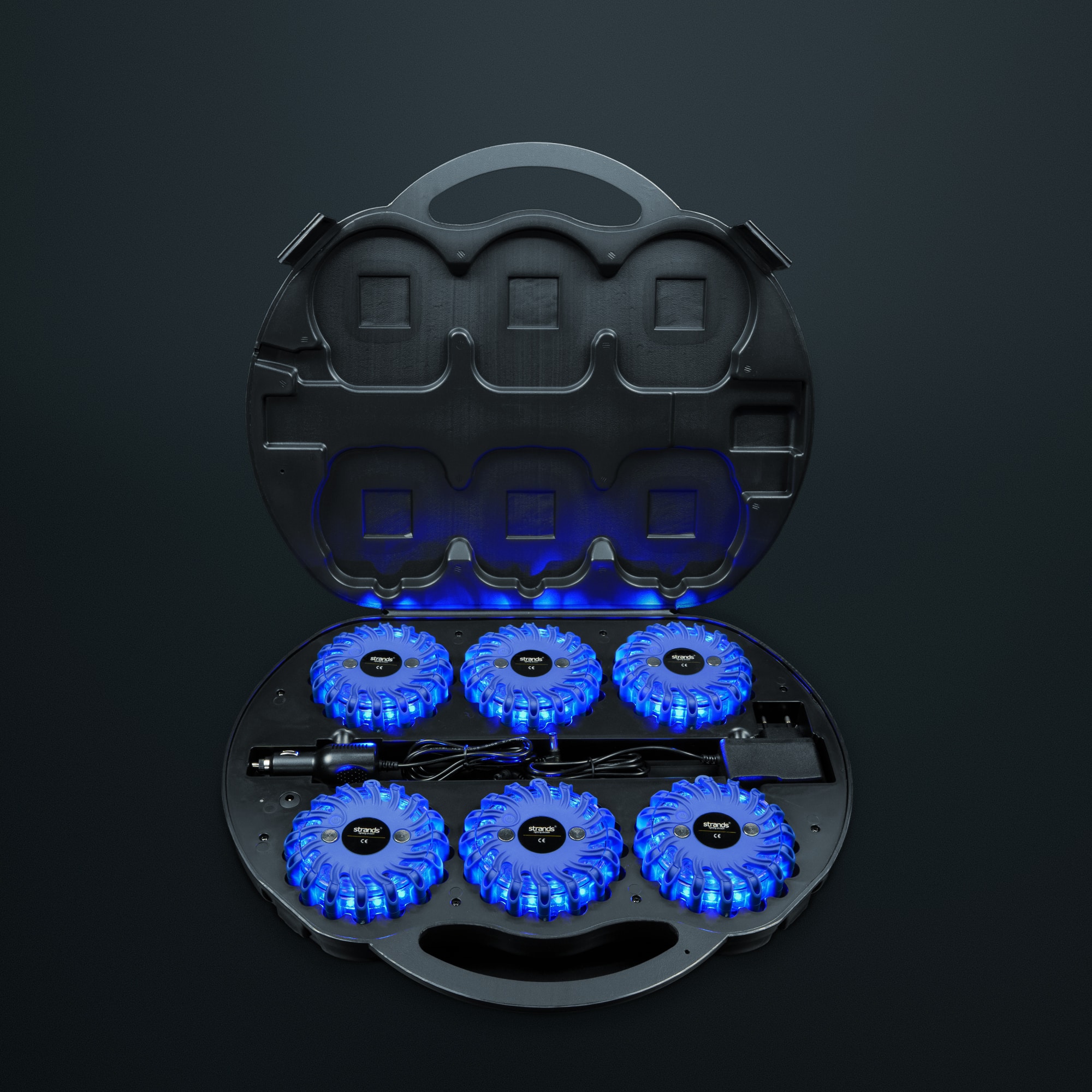 Κατευθυντικό προειδοποιητικό φως LED μπλε (puck) 6 τεμάχια